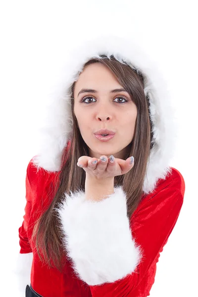 Menina sexy vestindo roupas de Papai Noel — Fotografia de Stock