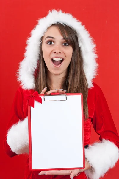 Femme de Noël avec une lettre vide — Photo