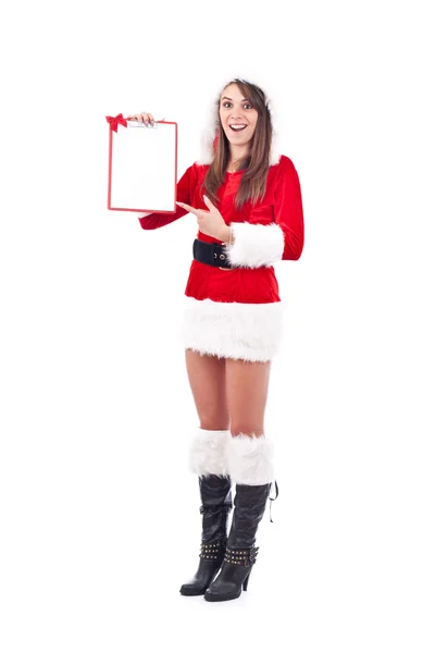 Kerstmis vrouw met een lege brief — Stockfoto