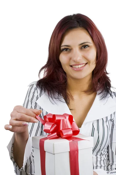 Mädchen mit einem Geschenk — Stockfoto