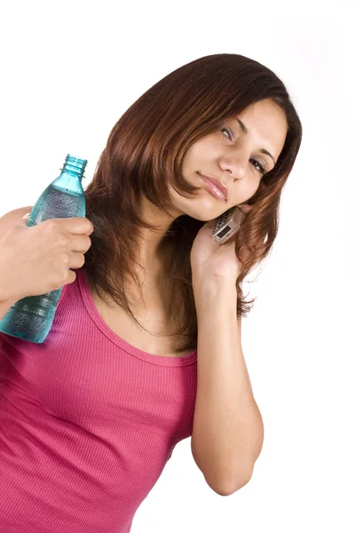 Женщина с бутылкой воды — стоковое фото