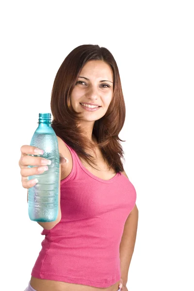 Şişe suyu olan kadın — Stok fotoğraf