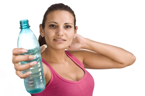 Žena s lahví vody — Stock fotografie