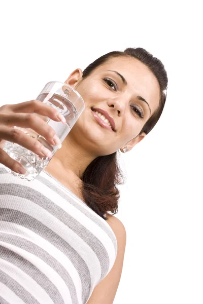 Žena se sklenicí vody — Stock fotografie