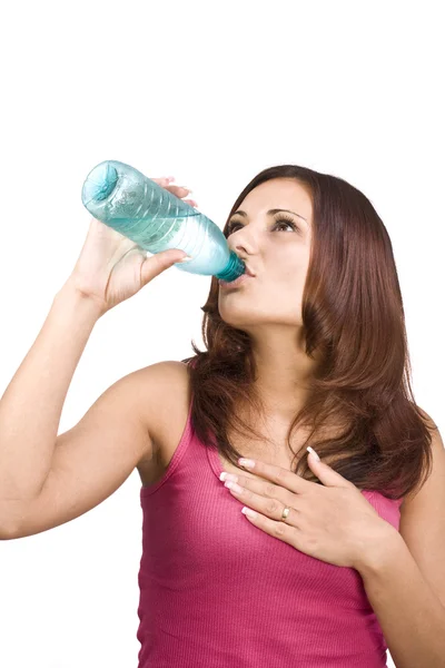 Femme avec bouteille d'eau — Photo