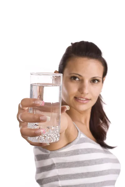 Frau mit Glas Wasser — Stockfoto