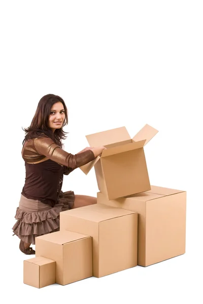 Žena s box — Stock fotografie