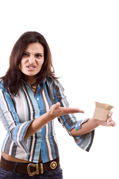 Woman and the little box — Stock Photo, Image