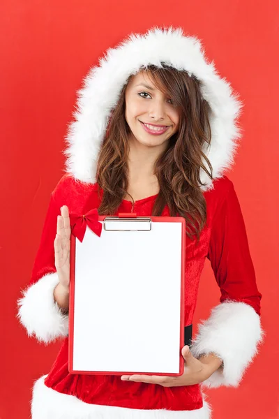 Mulher de Natal com uma carta vazia — Fotografia de Stock