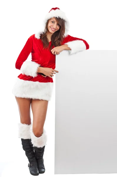 Chica de Navidad en sombrero de santa —  Fotos de Stock