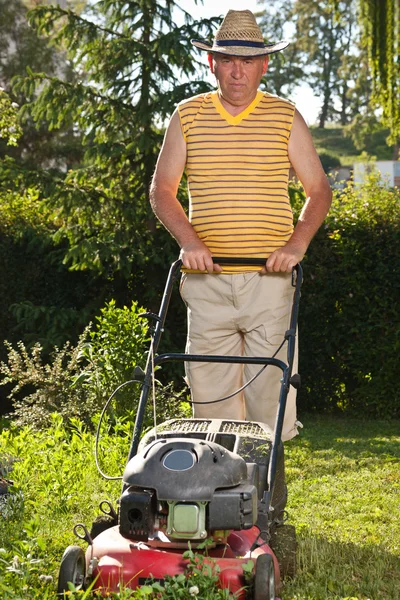 Man mowing the lawn Royalty Free Stock Images