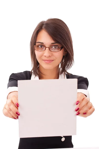 Woman showing a blank board Stock Image