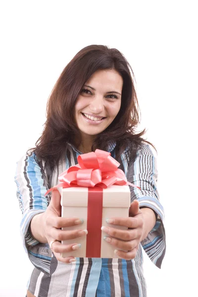 Girl holding a gift Stock Photo