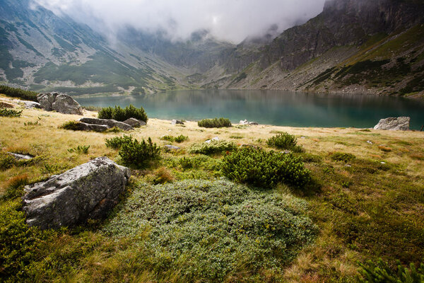 Mountain landscape with lake in Tatra mountain national park, Poland.