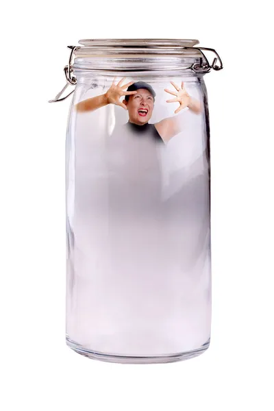 Woman Trapped In A Jar — Stock Photo, Image
