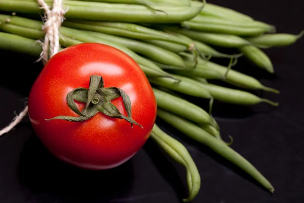 Tomate e feijão verde — Fotografia de Stock