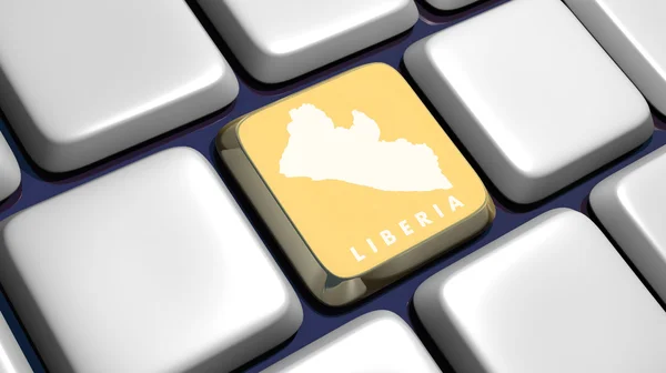 Keyboard (detail) with Liberia map key — Stock Photo, Image