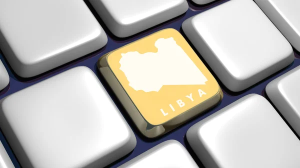 Klávesnice (detail) s klíčem mapu Libye — Stock fotografie