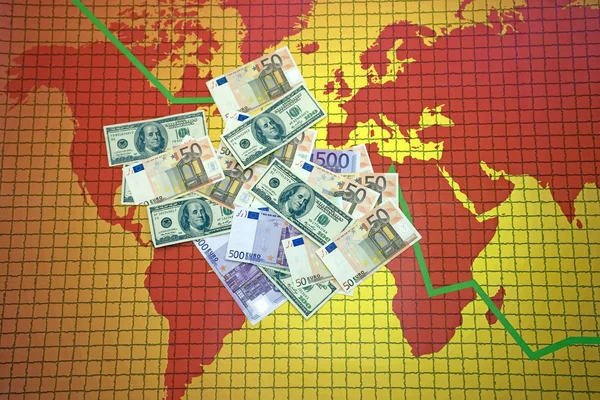 Ekonomisk kris för värld - pengar i hand — Stockfoto