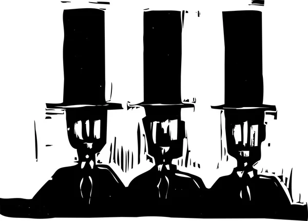 Tres hombres en Top Hats — Archivo Imágenes Vectoriales