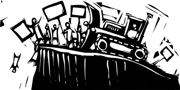 Bulldozer de protestation — Image vectorielle