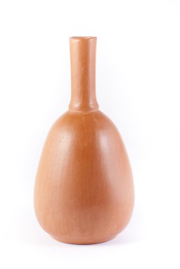 Clay pot of brown color on a white background