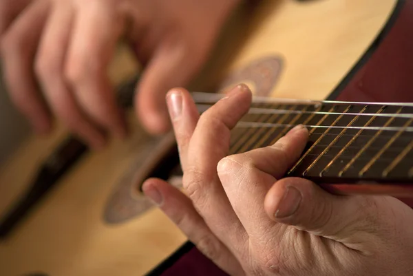 stock image The musician plays a guitar