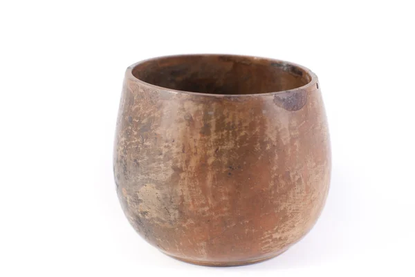 Clay pot of brown color on a white background — Stock Photo, Image