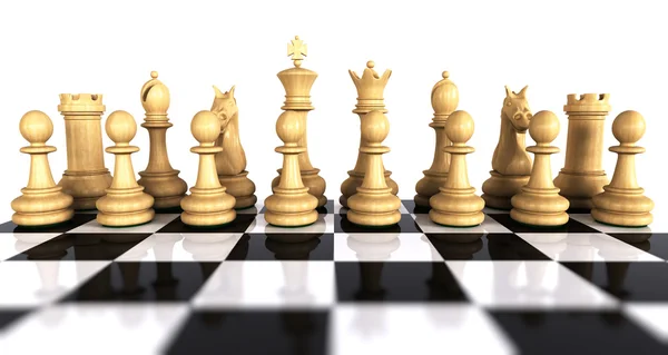 stock image White chess game pieces