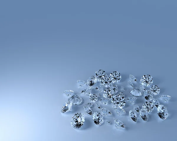Många diamanter med kopia utrymme — Stockfoto