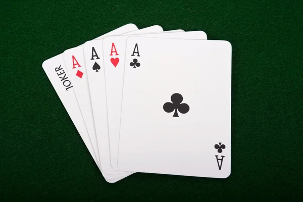 Four Aces And A Joker — Stock Photo, Image
