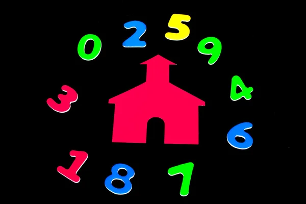 Szkoła dom z numerami — Zdjęcie stockowe