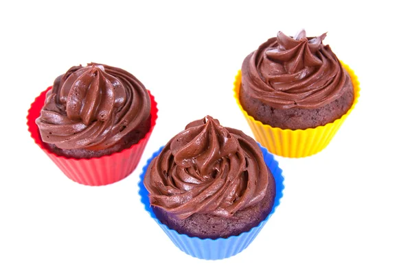 Three Chocolate Cupcakes — Stock Photo, Image