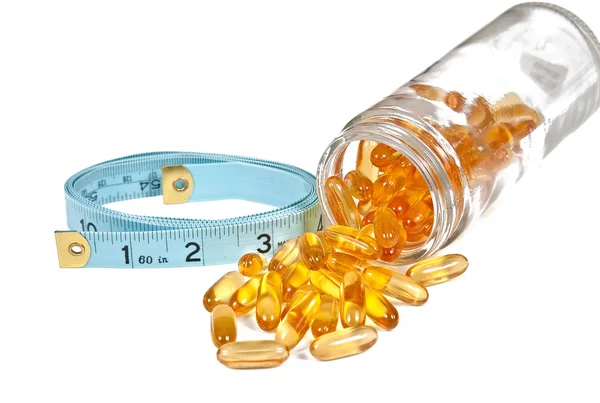 Measuring Tape And Diet Pills — Stock Photo, Image