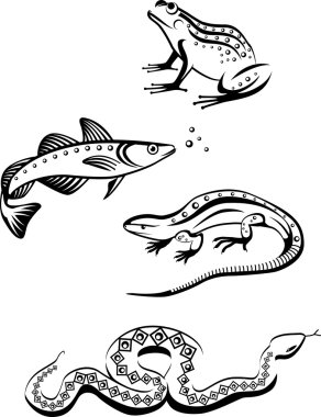 Black and White Symbols of Animals clipart