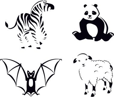 Black and White Animals clipart