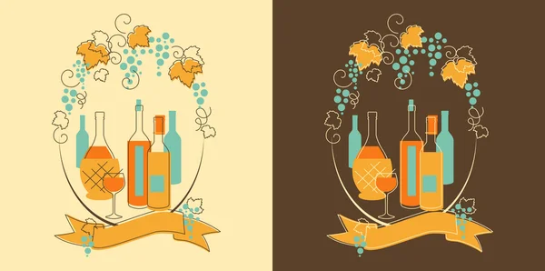 Banner de vino y uva — Archivo Imágenes Vectoriales