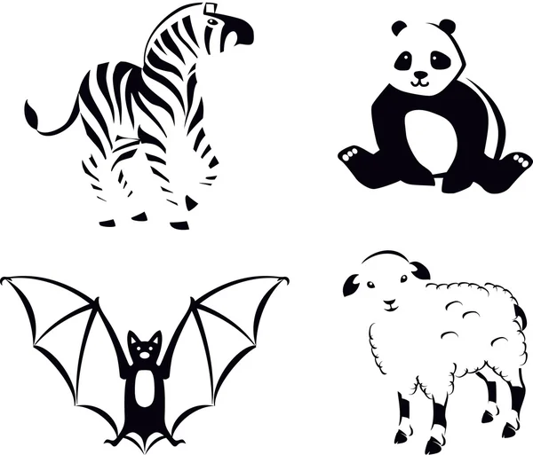 黒と白の動物 — ストックベクタ
