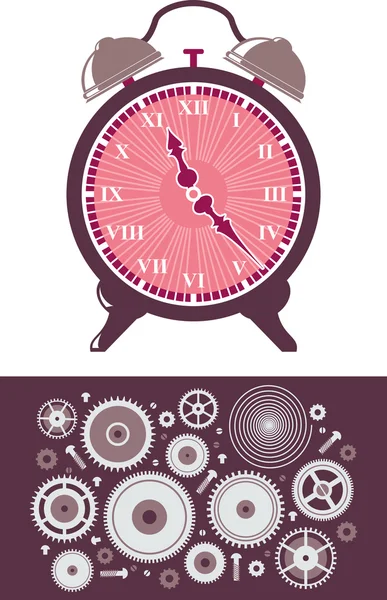 Horloge et engrenages — Image vectorielle