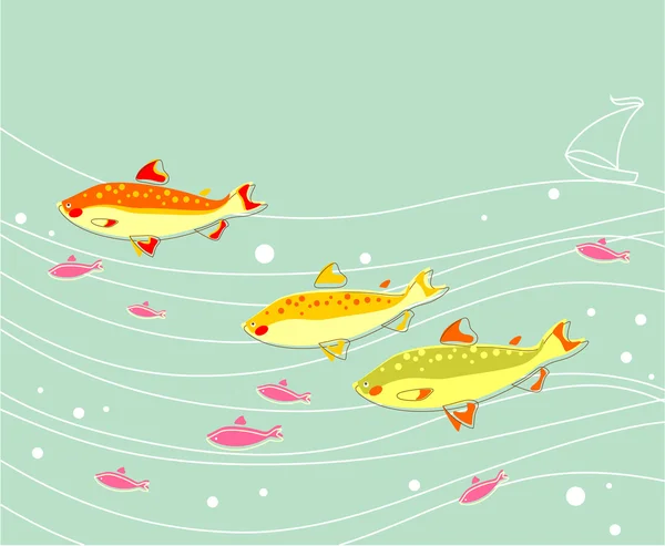 Troupeau de poissons — Image vectorielle