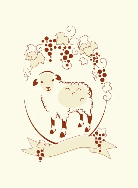 Koyun ve üzüm — Stok Vektör