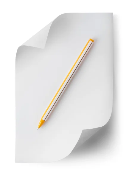 Stift mit einem Blatt Papier — Stockfoto