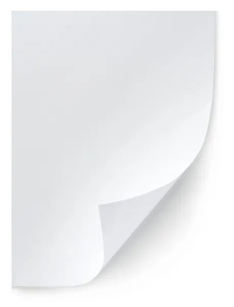 Folha de papel branca isolada — Fotografia de Stock