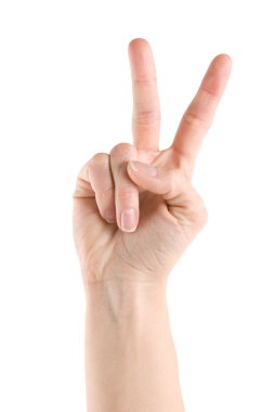 Hand showing victory sign clipart