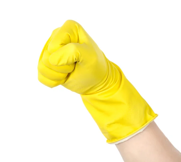 黄色手套的拳头 — 图库照片