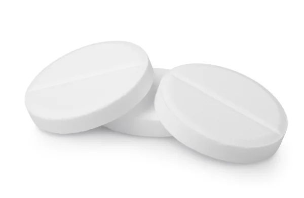 Drei Tabletten Aspirin isoliert — Stockfoto