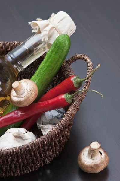 해바라기 기름과 야채 — 스톡 사진