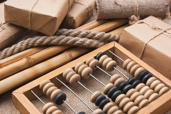 Bir depoda abacus ile natürmort — Stok fotoğraf