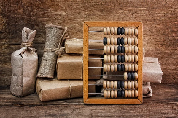 Stilleben i en lagerlokal med abacus Royaltyfria Stockfoton