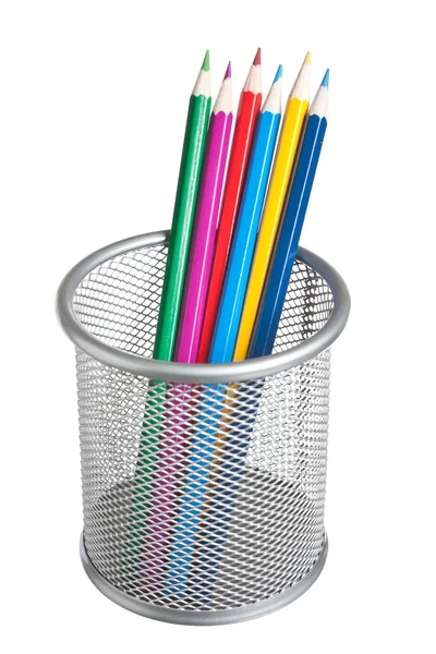 Pencils in basket — Stock Photo, Image